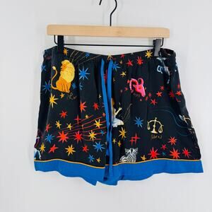 BedHead Cellestial Astrology Print Pajama Shorts 100% Silk with Pockets Size XL